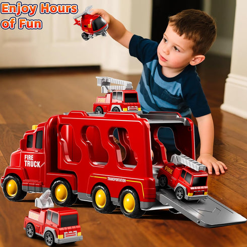 1-3 3-5, 5-in-1 Set 1 2 3 4 5 6 3-9 Fire Truck Toys for Toddler Fire Car Carrier Vehicle for Girls Years Old, Transport