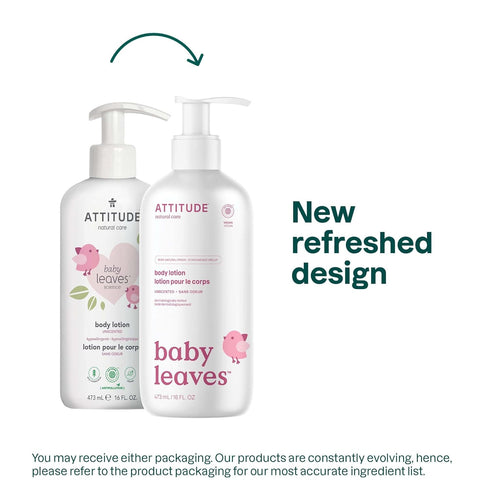 ATTITUDE Baby Lotion, EWG Verified Moisturizer, Dermatologically Tested Moisturizing Cream, Vegan and Cruelty-Free, Unscented, 16 Fl Oz