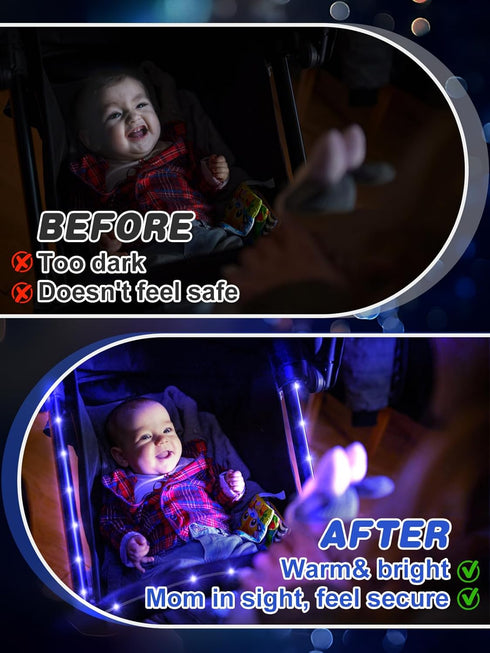 16.4FT Durable Baby Stroller Lights for Walking at Night, Make the Stroller Visible, with Cable Ties, LED Lights