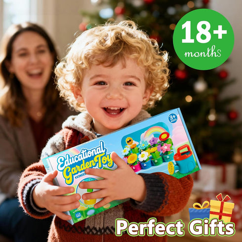 1-2 1 2 3 4 Montessori Toys for year old, Toddlers Outdoor & Indoor Gardening Toys with Watering Can, Shovel, Rake
