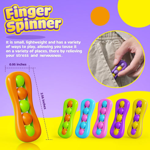 6 Pack LESONG Fidget Sensory Toys for Kids: Colorful Finger Spinner Toys - Stress Relief ADHD Tools for Kids