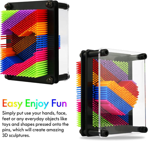 LXS 3D Pin Art Board Toy, Colorful Plastic Board Size (3.75 x 5 inches), Classic Pin Impression Art Toy for Kids