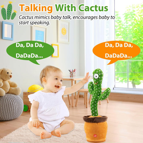 Dancing Talking Cactus Toy, Toddler Gift, Singing & Mimicking Cactus Toy, Rechargeable Baby Toy