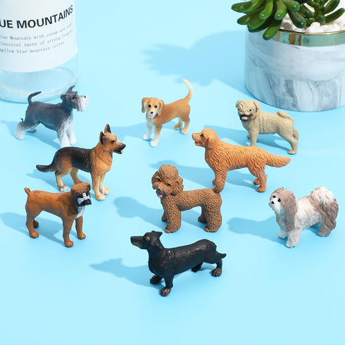 ONEST 13 Pieces Mini Dog Figurines Playset, Hand Painted Realistic Detailed Plastic Puppy Figures for Kids