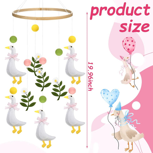 Vicenpal Wildflower Butterfly Baby Mobile for Crib Pink Spring Baby Room Decor Felt Nursery Mobile for Crib Neutral