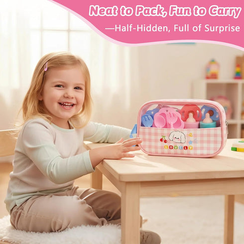 Set 7 Set CARANOVO Baby Doll Accessories Pcs Feeding Bottle Toys, Magic Disappearing Milk & Juice, Pretend Play