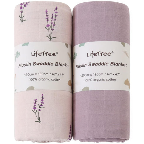 47 47 inches, LifeTree Baby Swaddle Blankets Girls, Organic Muslin Swaddle Blankets Unisex Swaddling Wrap Receiving
