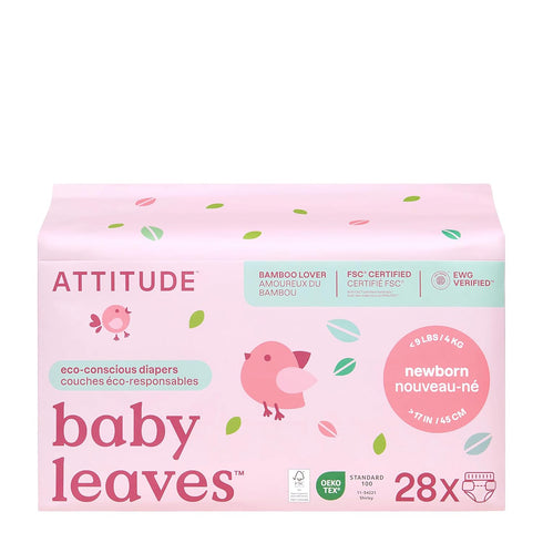 Attitude Eco-Conscious Disposable Diapers, EWG Verified, Size 1/Newborn (< 9 lbs), Ultra