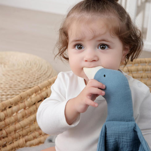 insular Baby Lovey Blanket, Muslin Cotton Security Blanket, Soft Breathable for Newborn and Infant, Khaki Goose