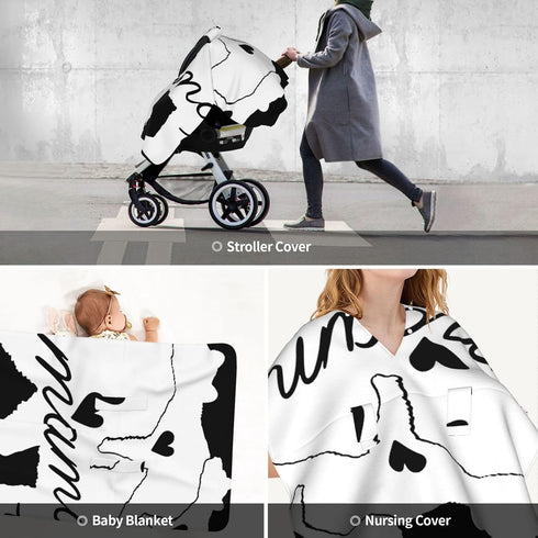 CQMZJHU Mama Bear Pattern Baby Car Seat, Rain Shelter, Multifunctional Nursing Cover for Newborns, Mother Care