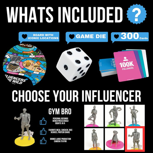 Influencers in the Wild Board Game - 2-6 Players - Social Media Card Game by Tank Sinatra
