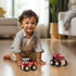 Construction Vehicles for Toddlers - 2 Pcs Wooden Detachable Cranes and Tractor, Hand Push Car Toys
