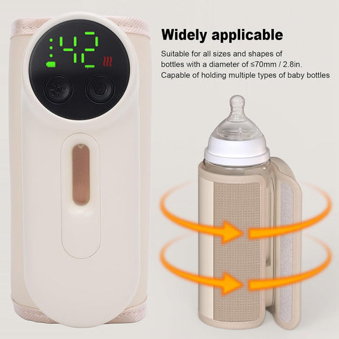 Buachois 2.8in Milk Bottle Warmer Fast Heating Waterless Technology Rechargeable Electric Breastmilk Heater Auto