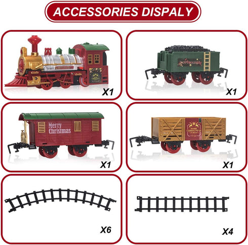 Set Sets 11.5 Playset Classic Christmas Train with Lights and Sounds Railway Tracks Battery Operated Train Toy Models