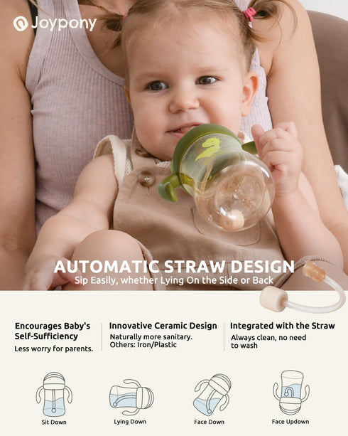 1-3, 6 2 Pack, 4 9 oz Joypony Sippy Cups for Toddlers Spill Proof Weighted Straw Cup with Handle for Baby Months + old