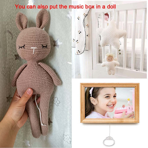 Brahms Lullaby Pull String Music Box, Washable Crib Bed Bell Windup Musical Toy Gift for Baby Kids