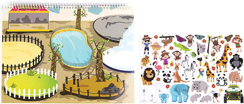 Giggles & Pebbles Educational Magic Sticker Pad Book for Kids, Reusable Non-Adhesive Stickers with Farm, Zoo, Ocean