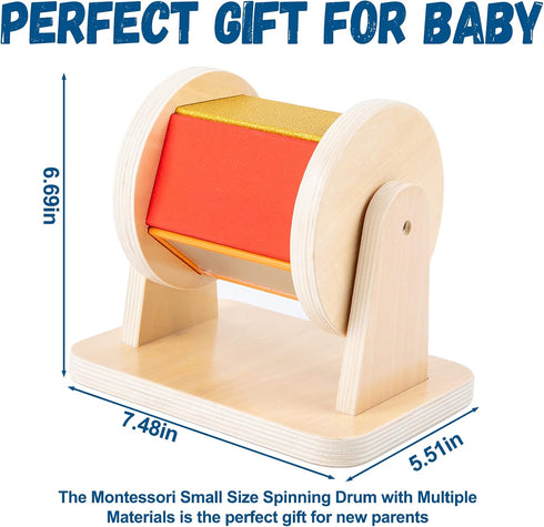 6-12 Adena Montessori Spinning Drum Baby Toys,Montessori Toys for Babies Months Toddlers,Wooden Spinning Rainbow