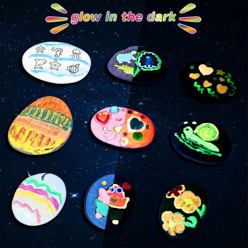 612, Set, Rock Painting Kit for Kids Ages Arts & Crafts Creative Art Toys, Glow-in-the-Dark Rocks to Paint, Gifts