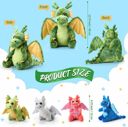 7 Set 15.75" 4 2 Mommy's Arrowbash Pcs Dragon Plush Toys Gift Large Dragon Mom Stuffed Animal with Cute Babies and Eggs