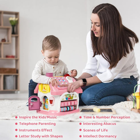 Marstone Toys for 1+ Year Old Girl Gifts, 8-in-1 Montessori Toddler Toys House with Learning and Playing, Birthday Gifts