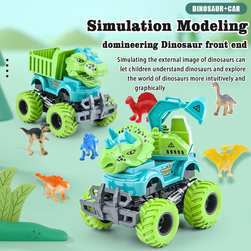 KESIYI 3 4 5 2 Pack 6 3-4-5-7, 3-5 Dinosaur Monster Truck Toys for Year Old Boys, with Mini Dinosaur Figures, Monster
