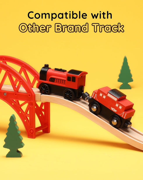 Set 2 3+ SainSmart Jr. Wooden Train Accessories, PCS Motorized Train for Toddlers with Magnetic Connection, Battery
