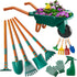 HOSPONY Kids Gardening Set-Kids Gardening Tools Wheelbarrow Set with Shovel, Leaf Rake, Gloves,