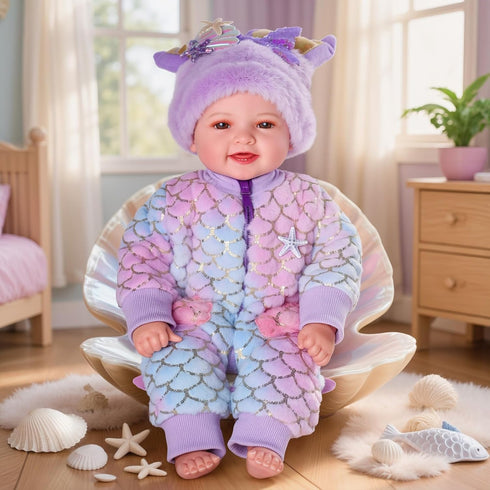 Girl-17inch 3+ BABESIDE Mermaid Baby Doll Realistic Soft Baby Dolls with Sparkling Mermaid Outfit & Accessories, Cute