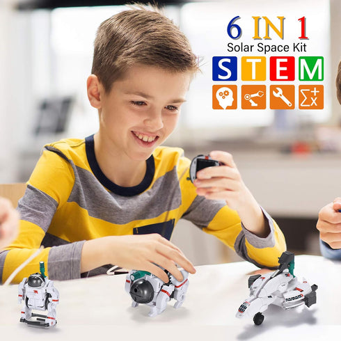 AESGOGO STEM Projects for Kids Ages 8-12, 6-in-1 Solar Robot Toys Science Kits, DIY Educational Building Space Toy