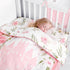 4-Piece Set Set TANOFAR Crib Bedding for Baby Girls, Floral Castle Nursery Bedding Includes Comforter, Fitted Crib