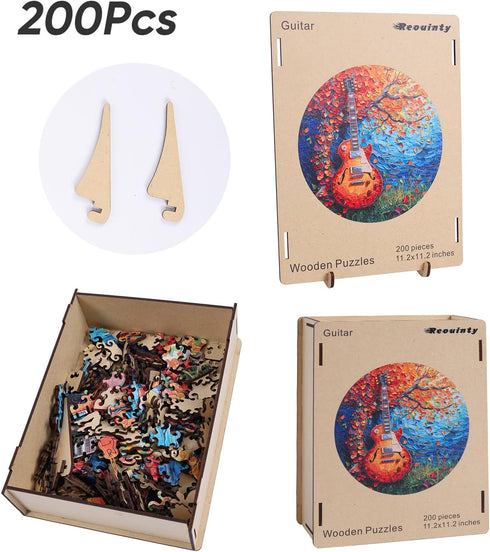 Wooden Puzzle for Adults, Guitar Wooden Jigsaw Puzzle (200pcs, 11.2 * 11.2in) - Beautiful Gift for Family