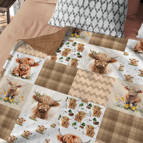 Highland Cow Baby Blanket, Western Minky Blankets for Boys Girls, Nursery Room Decor, Soft Warm Lightweight Nursery Bed