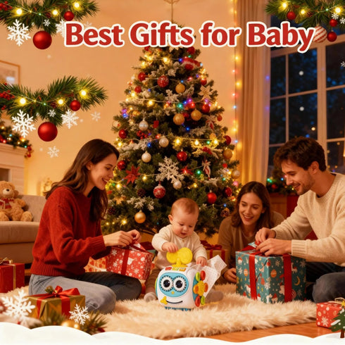 MoraBaby 1-3 6-in-1 Tummy Robot Musical Busy Cube for Toddlers Years Old, Montessori Activity Cube with Lights