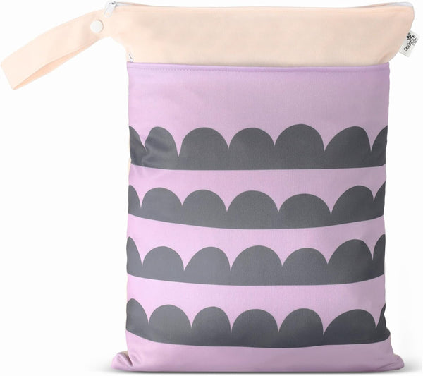 BebeBiu Cloth Diaper Wet Bags Waterproof & Reusable Bag with 2 Zippered Pockets,