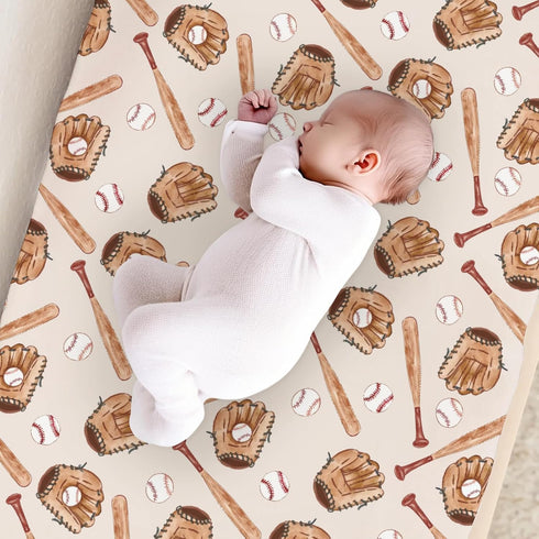 KuphiL10C Girls-16x32 Watercolor Baseball Gloved Pattern Baby Changing Pad Cover, Unisex Sport Theme Nursery Diaper