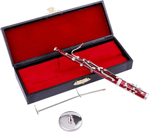Dselvgvu (6.12") Miniature Bassoon with Stand and Case Mini Musical Instrument Bassoon Replica Collectible Figurines
