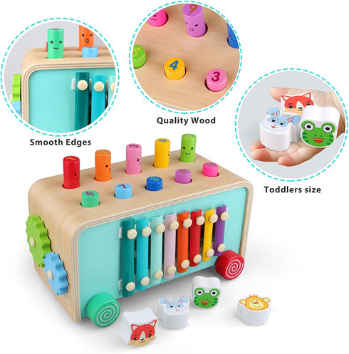 LAAVII Hammer 2 3 4 Montessori Baby Pounding Toy for Toddlers Boys Girls Years Old, Educational Learning Toy Xylophone