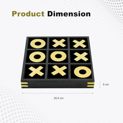 10" Large Elegant Premium Black Tic Tac Toe Board Game | Wooden Puzzle Game | Coffee Table Decor & Games