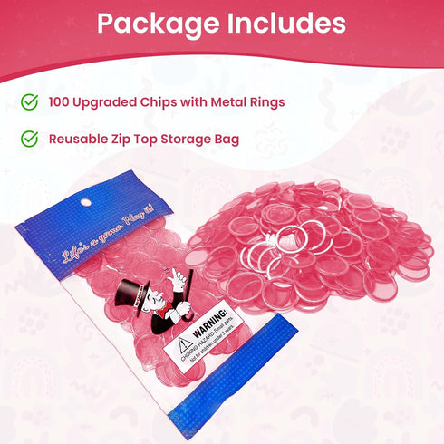 MR CHIPS Magnetic Bingo with Metal Ring - 100 Upgraded Pieces in 7 Colors, Reusable Bag Included