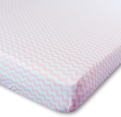 100% 2 Pack Universal Fit Crib Sheets - Natural Soft Jersey Knit Cotton for Standard Crib and Toddler Mattress - (Pink