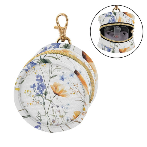 YETTASBIN Wildflowers Portable Pacifier Holder Case with Metal Hook Buckle & Zipper for Diaper Bag and Stroller