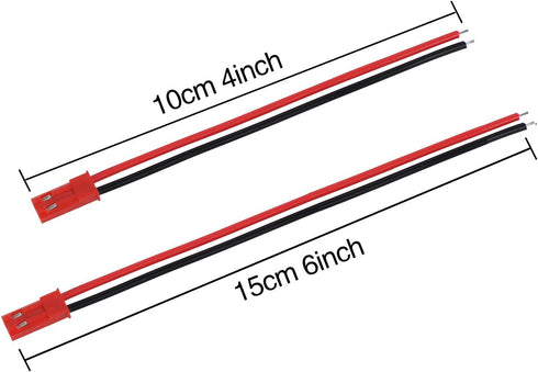 eBoot 20 Pairs 22 AWG JST Plug Connector 2 Pin Male Female Cable Wire for LED Lamp Strip RC Toys Battery, 4 & 6 Inch