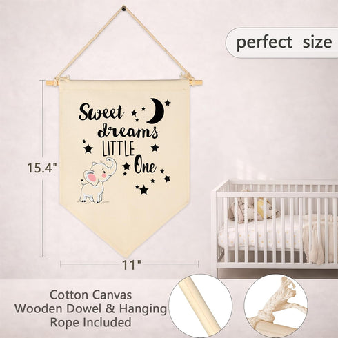 Topthink Sweet Dreams Little One-Canvas Hanging Pennant Flag Wall Sign Decor Gift for Baby Kids Girl Boy Nursery,Kids