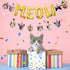 Bessmoso Funny Cat Party Garland, Meow Letter Balloons Cats Faces Banner for Cat Theme Party