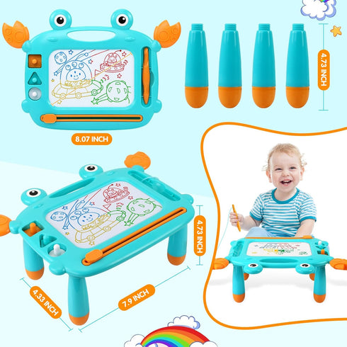 Toddler Toys 2-3, Crab Magnetic Drawing Board for 1 Year Old, Mess-free Educational Learning Toys for 2 Year Olds