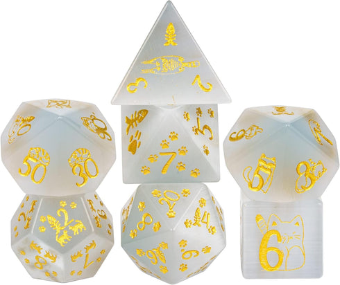 UDIXI Gemstone Dice Set | 7PCS Stone DND Dice with Gift Case for Dungeons and Dragons & MTG