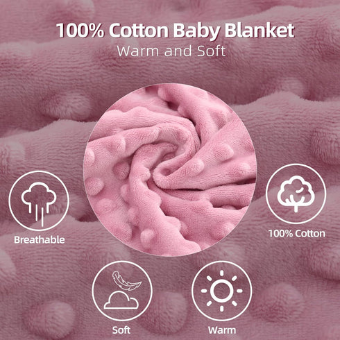 LAT LEE AND TOWN Minky Dot Baby Blanket - Lightweight & Breathable Cotton Receiving Blanket for Newborns, Infants