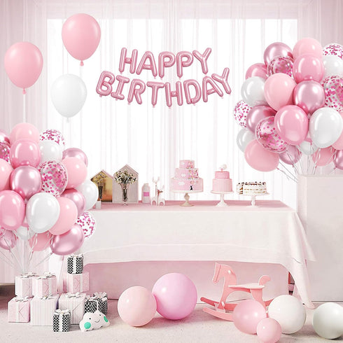 60pcs 12inch Light Pink and White Balloons, Pearl Light Baby Pink Confetti White Balloons for Wedding Bridal Shower