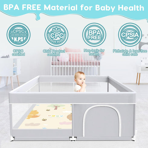 50 50 27 inches Fshibila Baby Playpen with Mat, Baby Playard for Toddlers, Sturdy Safety Play Yard with Soft Breathable